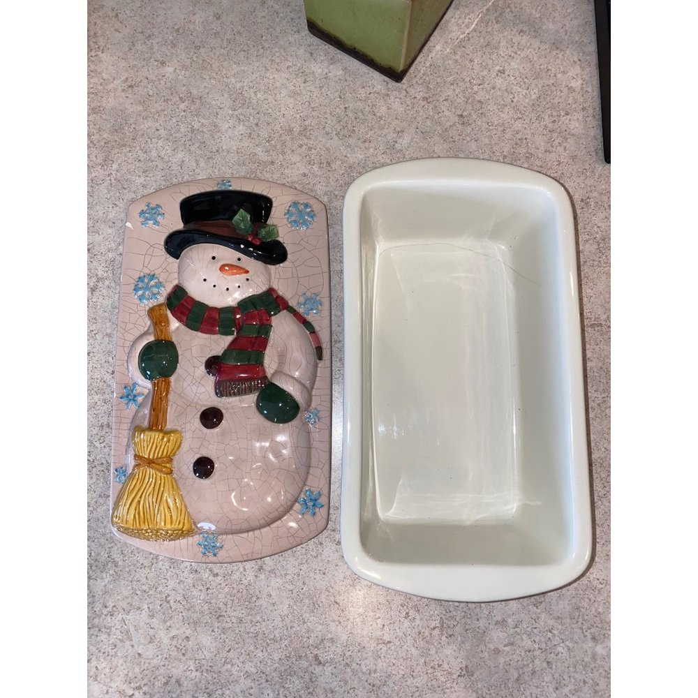 Vintage New Debco Loaf Pan with SnowMan Lid